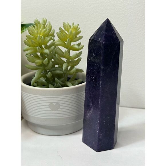 Natural Dark Lepidolite Tower - Picture 4 of 8